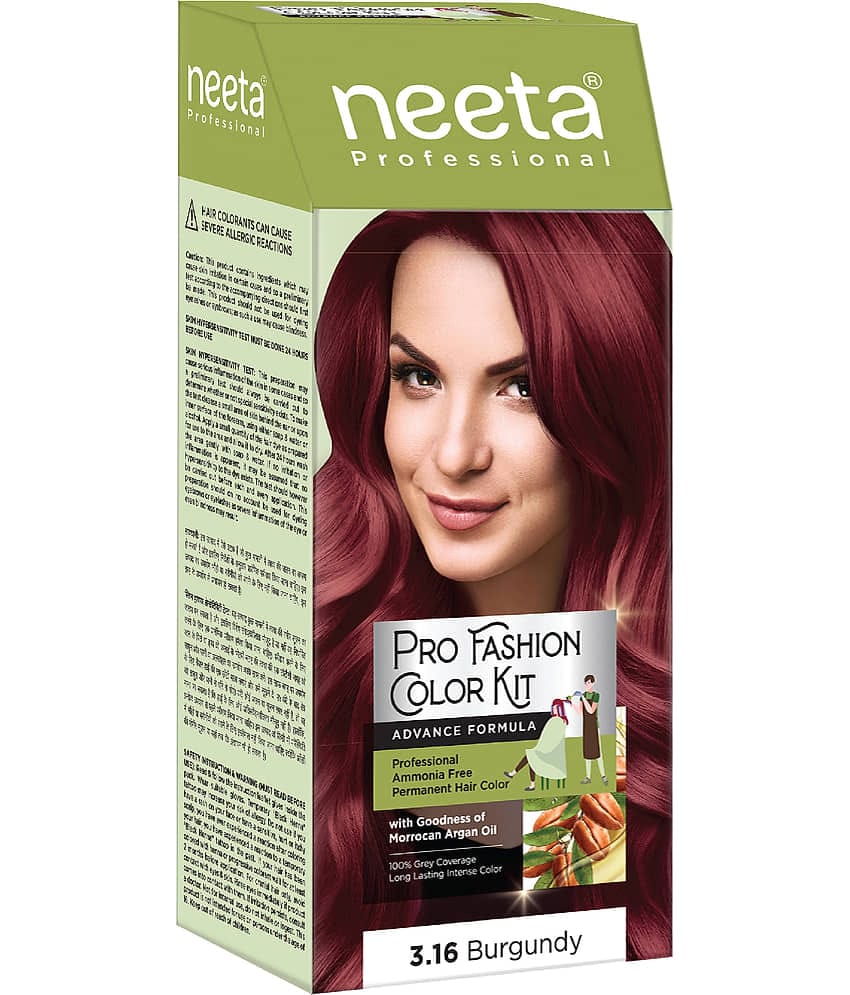 Neeta Professional Pro Fashion Color Kit 3.16 Burgundy 100g, Permanent Hair Color, Creme Hair Colour for Women & Men