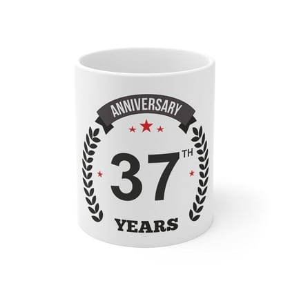 DARSHANS Ceramic 37th Anniversary Printed Coffee Mug (Color: White, Capacity:330ml)