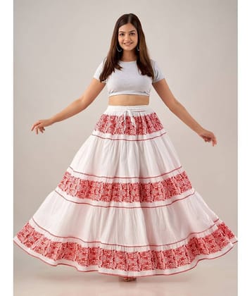 FABRR - White Cotton Women's Flared Skirt ( Pack of 1 )