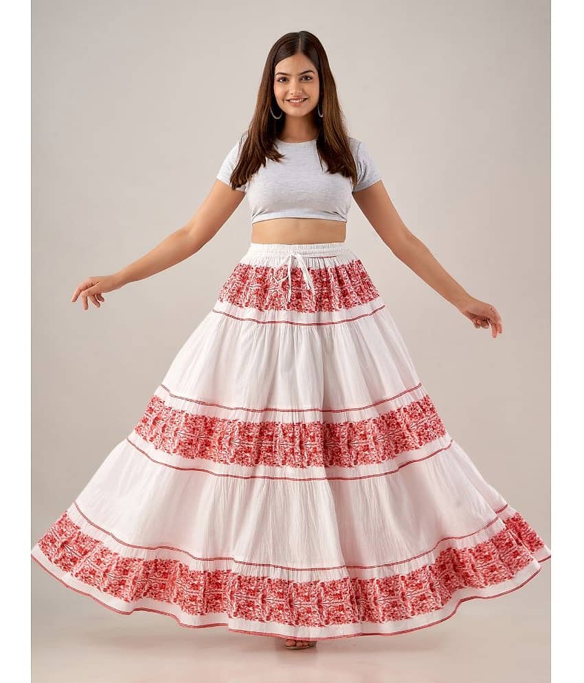 FABRR - White Cotton Women's Flared Skirt ( Pack of 1 )