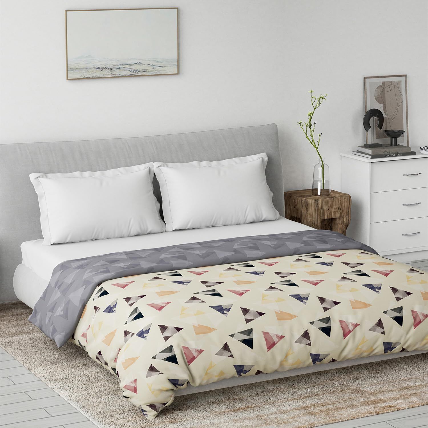 DDECOR - Primary Collection 100% Cotton Geometric Pattern VOIL Queen Dohar |229 CM X 254 CM| - Purple