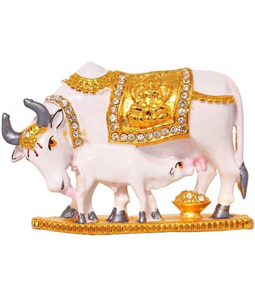 SCrazeHub Kamdhenu Cow Brass Idol - Pack of 1