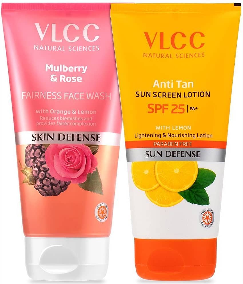 Vlcc Combo Kit , Mulberry & Rose Face Wash & Anti Tan Sunscreen Spf25 ,150Ml(Pack Of 2)