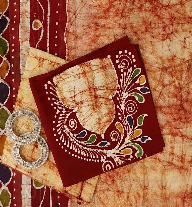 Handcrafted Batik Print 3 Piece Unstitched Cotton Suit set