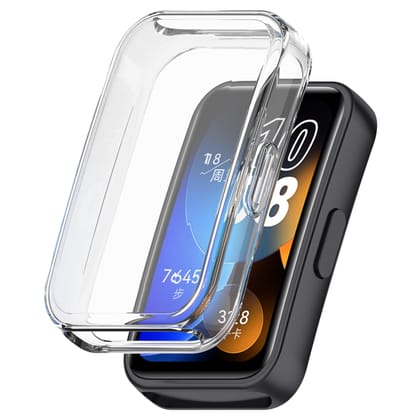 Wisely Protective Case Cover Compatible Huawei Band 10/9 / 8 SmartWatch Full Screen Protector Soft Case HD Clear Wisely Protective Case Cover Compatible Huawei Band 10/9 / 8 SmartWatch Full Screen Protector Soft Case HD Clear - Transparent