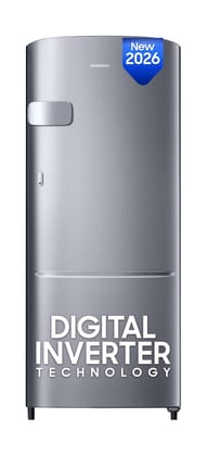 Samsung 183 L, 3 Star, Digital Inverter, Direct-Cool Single Door Refrigerator (RR20H1Y23S8/HL, Silver, Elegant Inox, Single Touch Defrost, 2026 Model) Samsung 183 L, 3 Star, Digital Inverter, Direct-Cool Single Door Refrigerator (RR20H1Y23S8/HL, Silver, 