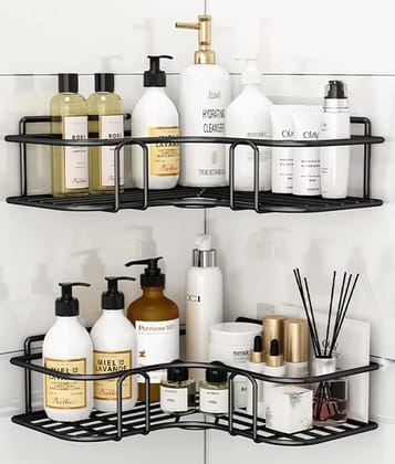 M Y Stainless Steel Wall Shelf (Number of Shelves - 1, Black, Silver)