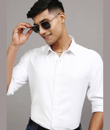 Locomotive Viscose Slim Fit Self Design Full Sleeves Men's Casual Shirt - White ( Pack of 1 )