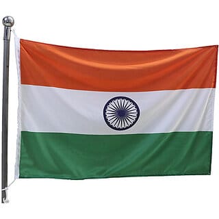 The Flag Shop Indian Outdoor Flag of Size 1.5 ft x 2.5 ft in 100% Polyester Knitted with oggle Rectangle Outdoor Flag
