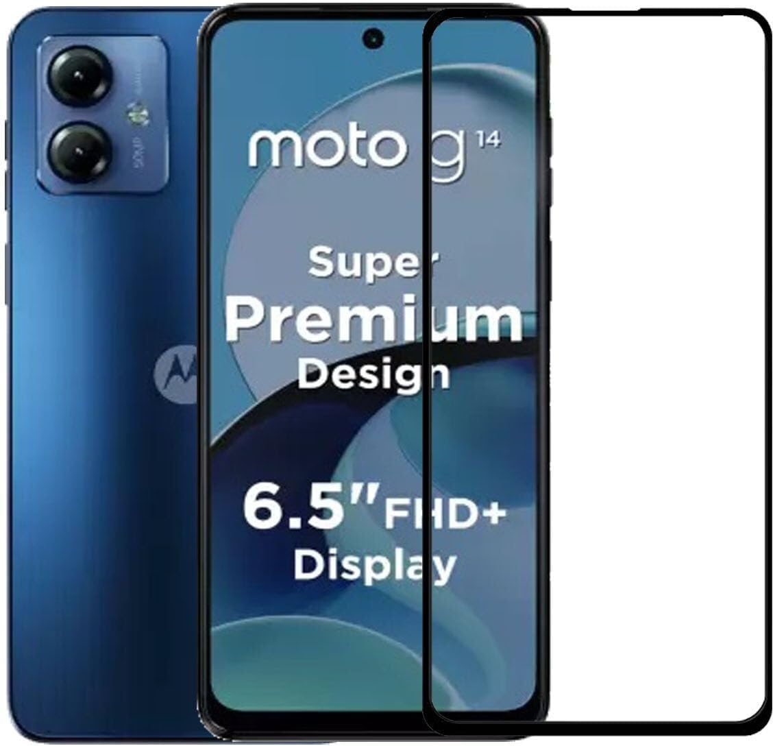 PLUGTECH Advanced Tempered Glass With Anti-Explosion 9H Hardness Edge-To-Edge Coverage Screen Guard for MOTOROLA G14
