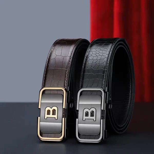 Men's Leather Automatic Buckle Belt