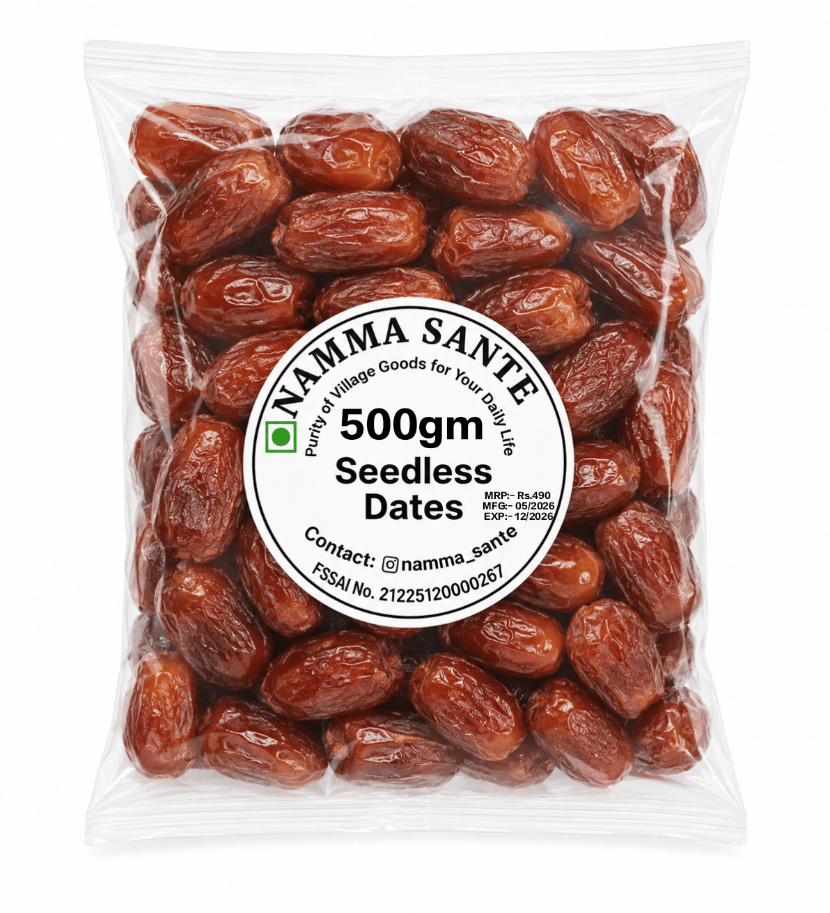 Seedless Dates, Premium Seedless Dates, Pitted Dates, Natural Seedless Khajoor, Soft Seedless Dates 500gm