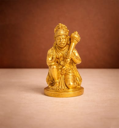 Handcrafted Brass Lord Hanuman Idol – Gold Finish