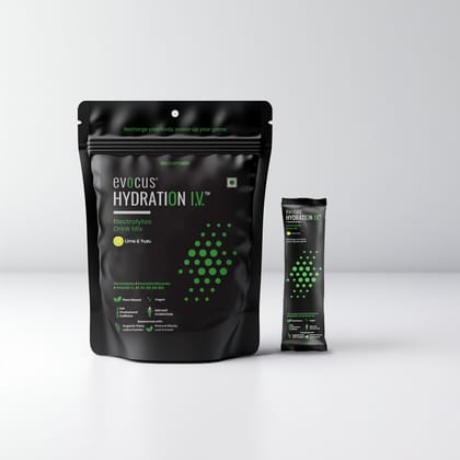 Evocus Hydration IV Electrolyte Drink Mix Powder Pack of 6  | Lime & Yuzu | Energy Drink | Instant Hydration