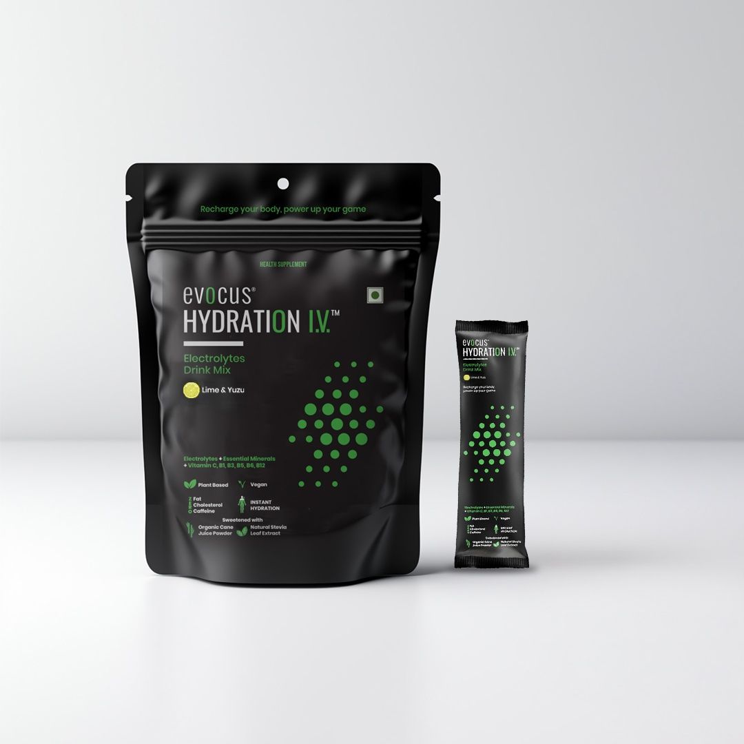 Evocus Hydration IV Electrolyte Drink Mix Powder Pack of 6  | Lime & Yuzu | Energy Drink | Instant Hydration