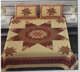 Cotton Bedsheet Set with 2 Pillow Covers, Star Pattern Design, Beige and Brown, Double Bed (100"x108")