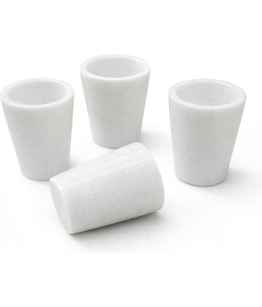KRAFT CLOUDS Marble Shot Glasses 60 ml ( Pack of 4 ) Off White