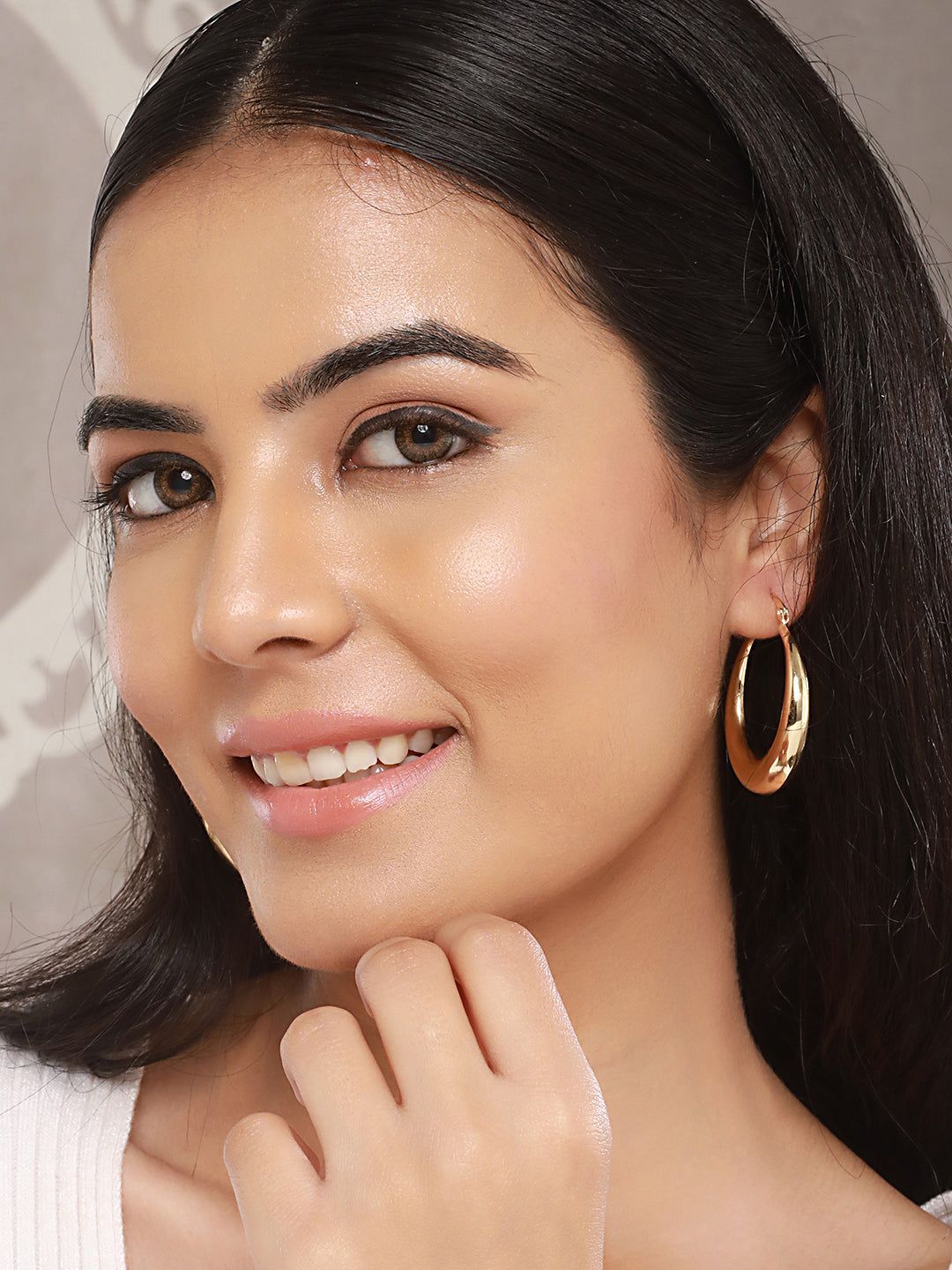 Anti-Tarnish Gold Plated U -Shaped Chunky Hoop Earrings