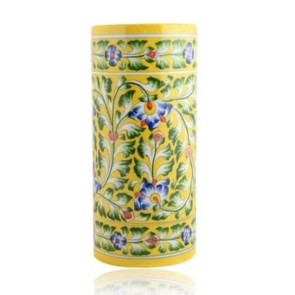 Set of 2 Blue Pottery Yellow Color T-Light Candles Set of 2 Blue Pottery Yellow Color T-Light Candles