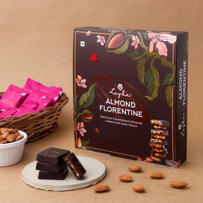 Loyka Almond Florentine (180g) | Crunchy Caramelized Almonds | Premium Dessert Snack