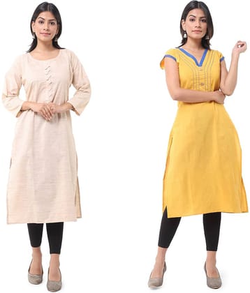DESHBANDHU DBK - Multicolor Cotton Women's Straight Kurti ( Pack of 2 )