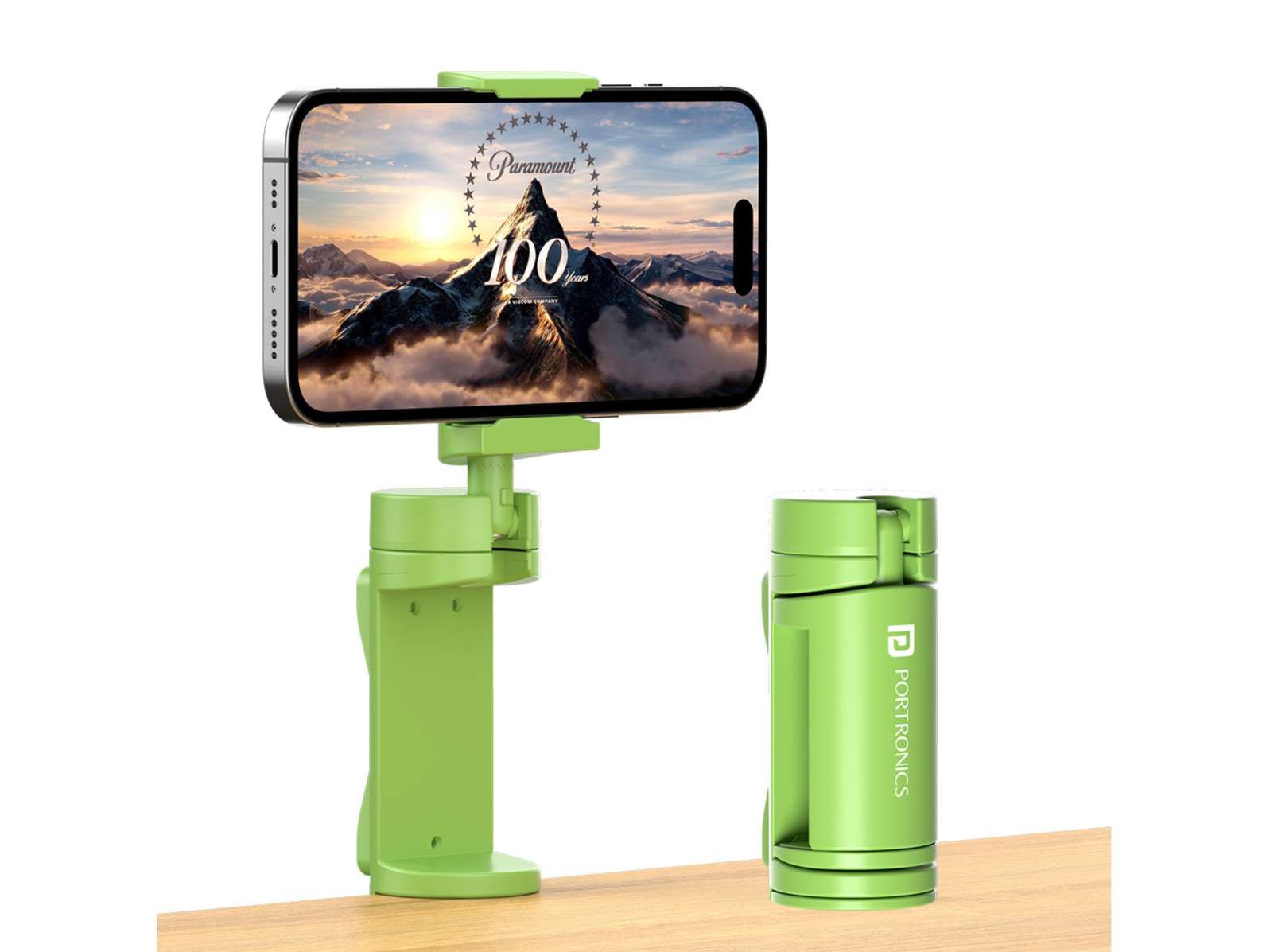 Portronics Mobot Clip Mobile Holder with 360 Adjustable Angles, Light Weight, Pocket Friendly, Mobile Stand for Table/Video Recording/Vlogging, Compatible with 4 to 6.4 inch Smartphones - Green