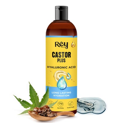 Rey Naturals Castor Oil For Hair Growth Plus Hyaluronic Hair Oil | Castor Oil Cold Pressed | Castor Oil For Skin | Castor Hair Oil | Skin Care, Moisturizer for Dry Skin, Nails, Eyelash - 100ml Rey Naturals Castor Oil For Hair Growth Plus Hyaluronic Hair 