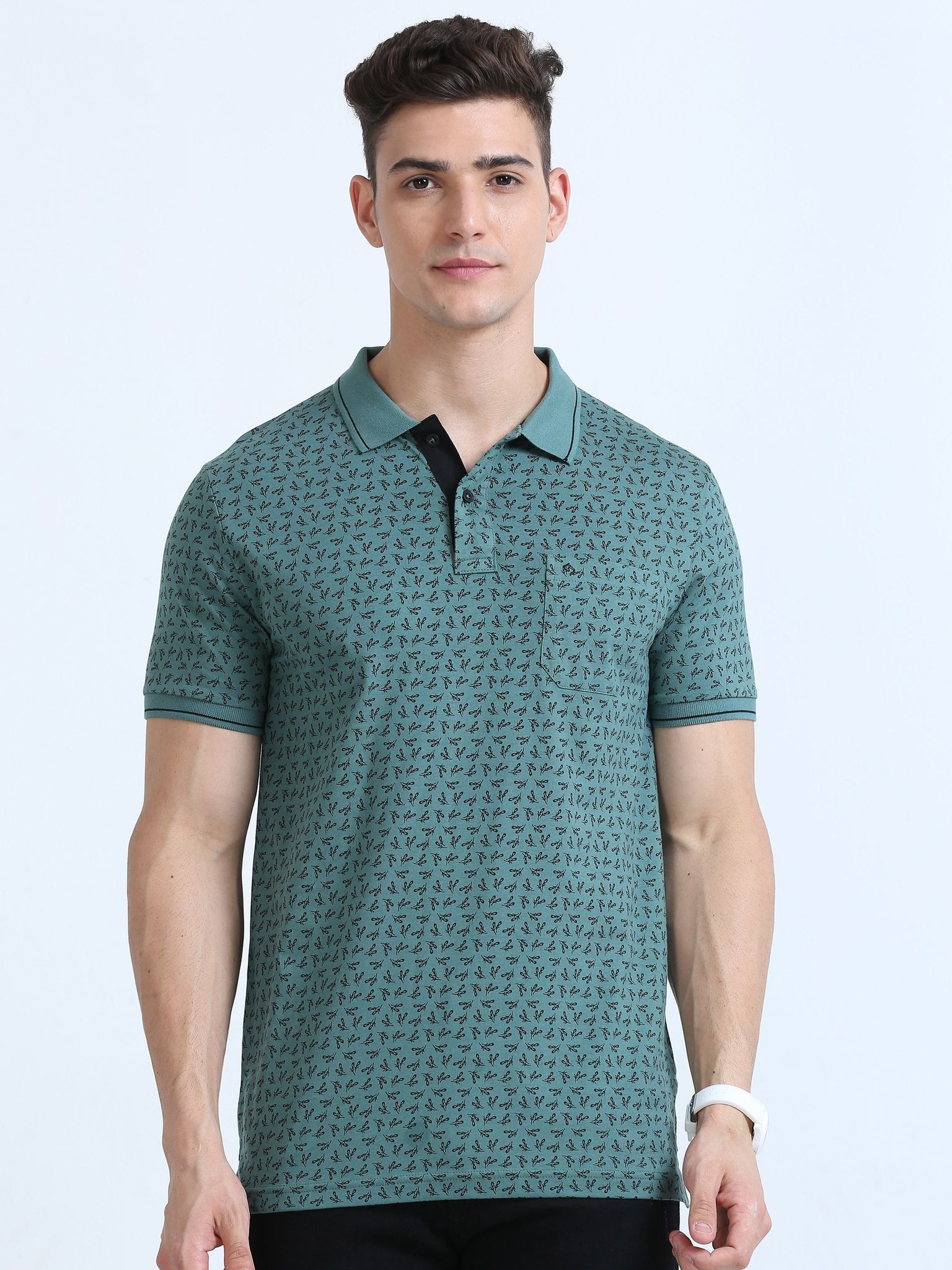 Classic Polo Men's Polo Neck Cotton Dr.Green Slim Fit Printed T-Shirt | BELLO-263 B SF P