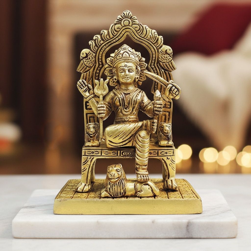 Traditional Brass Santoshi Maa God Idol Statue for Home Temple & Worship, Height : 7.7 Inch (BSMAS1812 D)