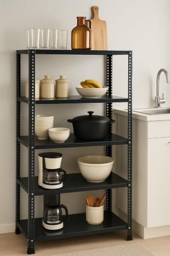SPACIOUS® Slotted Angle Rack 5 Shelves Multipurpose Storage Rack Fine Finish Metal Shelving Unit for Home