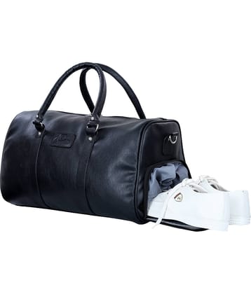 Leather World Black Solid L Duffle Travel Bag