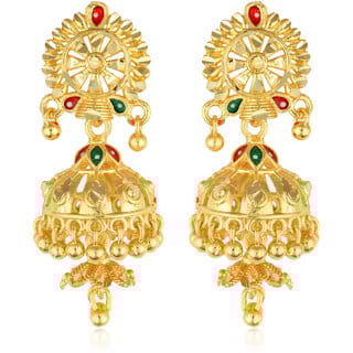 South Screw back alloy Gold plated Jhumki, Jhumka, Jhumkas Earring for Women and Girls[VFJ1489ERG]
