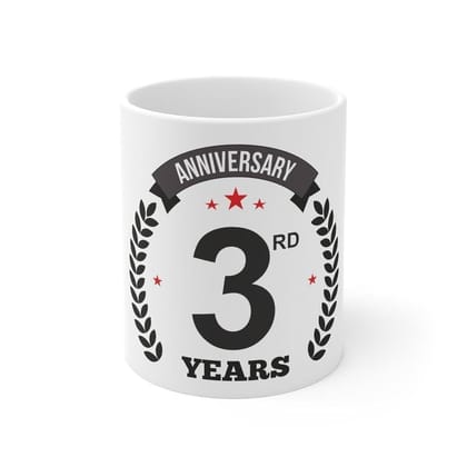 DARSHANS Ceramic 3rd Anniversary Printed Coffee Mug (Color: White, Capacity:330ml)