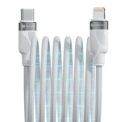 Portronics Snaplink CL 27W Max Output, Type C to 8 Pin Cable, Strong Braided Cable, 1M Cable Length