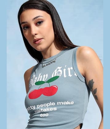 Tokyo Talkies Women's Polyester Regular Top ( Blue )