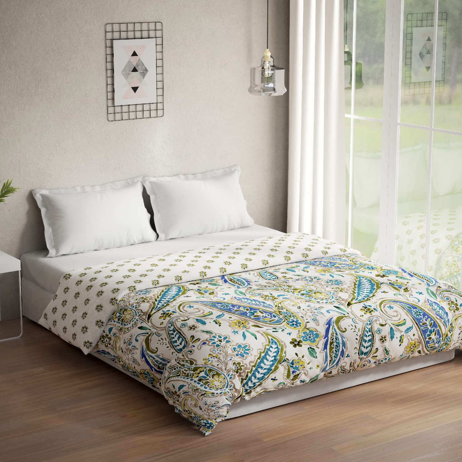 DDECOR - Optima Collection 100% Cotton Ethnic Pattern 136TC King Quilt |229 CM X 274 CM| - Turquoise