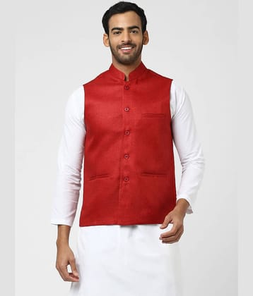 DESHBANDHU DBK Red Jute Nehru Jacket Single Pack
