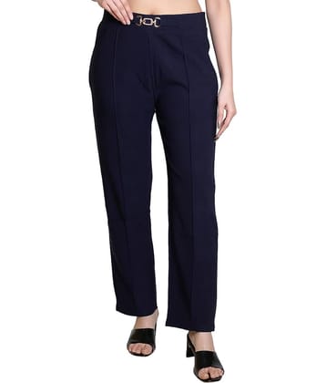Whyme Fashion Pack of 1 Nylon Straight Women's Casual Pants ( Navy )