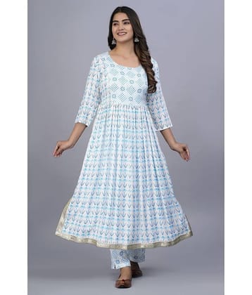 Smien - Navy A-line Cotton Women's Stitched Salwar Suit ( Pack of 1 )