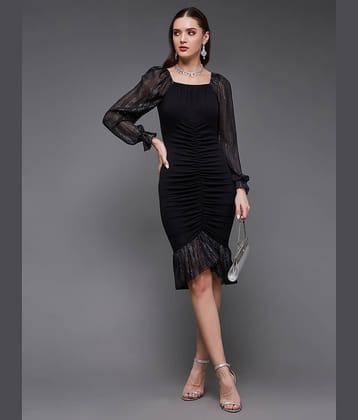 Miss Chase Polyester Striped Knee Length Women's Bodycon Dress - Black ( Pack of 1 )