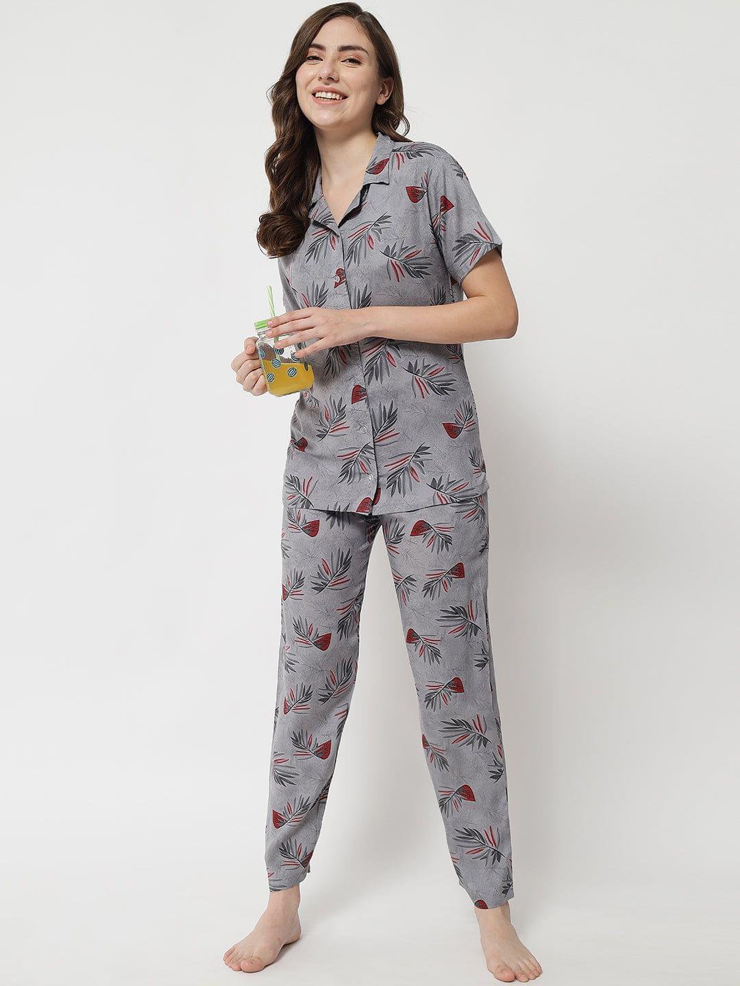 Klamotten Women's Printed Rayon Nightsuit N75Z0