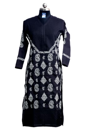 Handloom V Neck Kurti - Black Handloom V Neck Kurti - Black