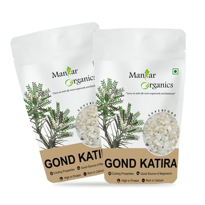 ManHar Organics Gond Katira Pure Organic 2kg |Tragacanth Gum| Edible Gum (Pack of 2, 1kg each)