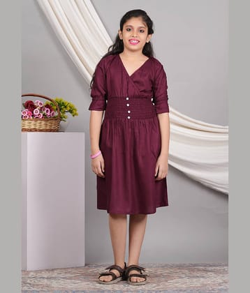 Yash Gallery Rayon Dress For Girls ( Pack of 1 , Maroon )