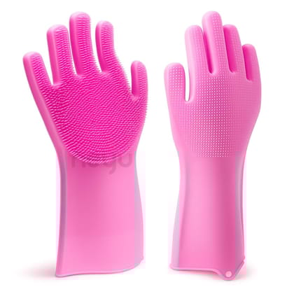 Multipurpose Silicone Scrubber Gloves for Dishwashing, Car Wash, Pet Bath, Kitchen & Household Cleaning Heat Resistant, Reusable & Durable (Pink) Multipurpose Silicone Scrubber Gloves for Dishwashing, Car Wash, Pet Bath, Kitchen & Household Cleaning Heat Resistant, Reusable & Durable (Pink)