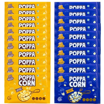 POPPACORN Microwave Popcorn 33gX10 Pouches Golden Buttery & 33gX10 Pouches Natural Salty 660gm, Pack of 20 POPPACORN Microwave Popcorn 33gX10 Pouches Golden Buttery & 33gX10 Pouches Natural Salty 660gm, Pack of 20