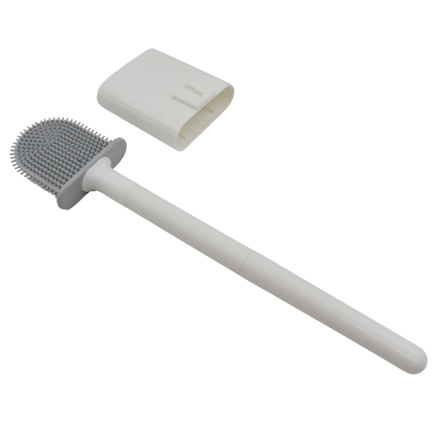DHRUVINSRI Portable Silicone Toilet Brush with Wall-Mounted Holder - Anti-Drip, Non-Slip Long Handle for Effortless Cleaning & Hygienic Bathroom Care (Pack of 1)