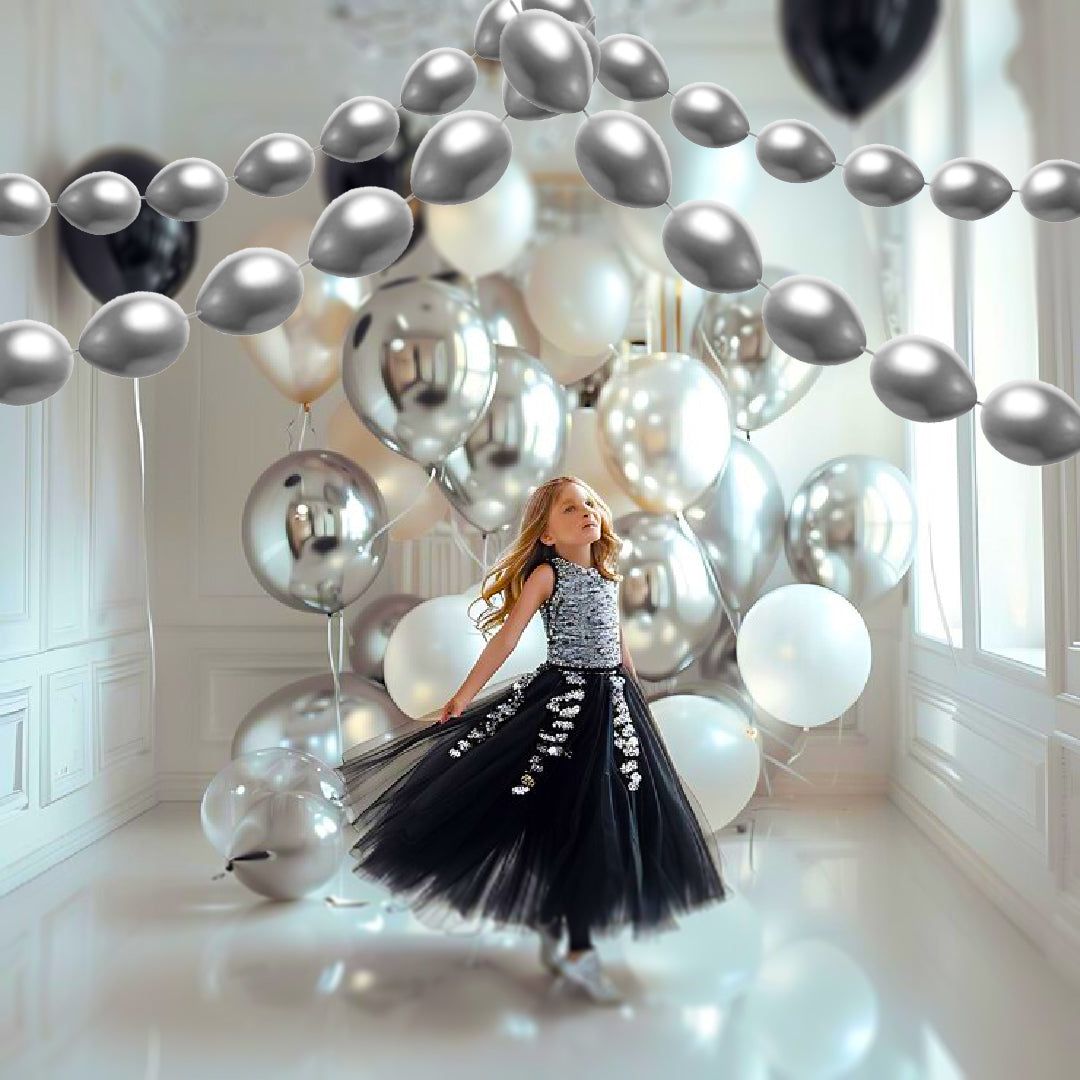 12" Linking Balloon Metallic Silver - 10PC