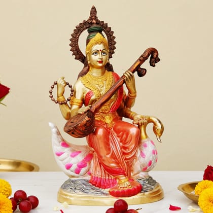 Brass Saraswati Ji Statue - Temple & Office Decoration, Height : 29 Inch (BSMAS682 B)