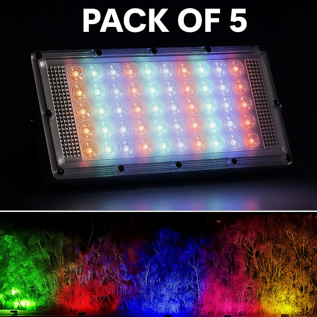 SPARKWORLD Flood Light/Brick Light, Outdoor Lamp AC Brick Light 50w-Multicolor (Pack of 5) Flood Light Outdoor Lamp (Multicolor)